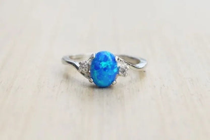 Exquisite Women's Ring Oval Cut Fire Opal Diamond Jewelry Birthday Proposal Gift Bridal Engagement Party Band Rings Size 5 - 11