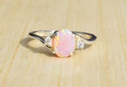 Exquisite Women's Ring Oval Cut Fire Opal Diamond Jewelry Birthday Proposal Gift Bridal Engagement Party Band Rings Size 5 - 11