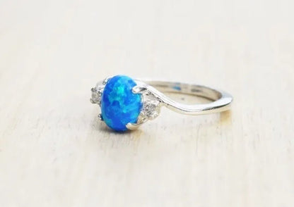 Exquisite Women's Ring Oval Cut Fire Opal Diamond Jewelry Birthday Proposal Gift Bridal Engagement Party Band Rings Size 5 - 11