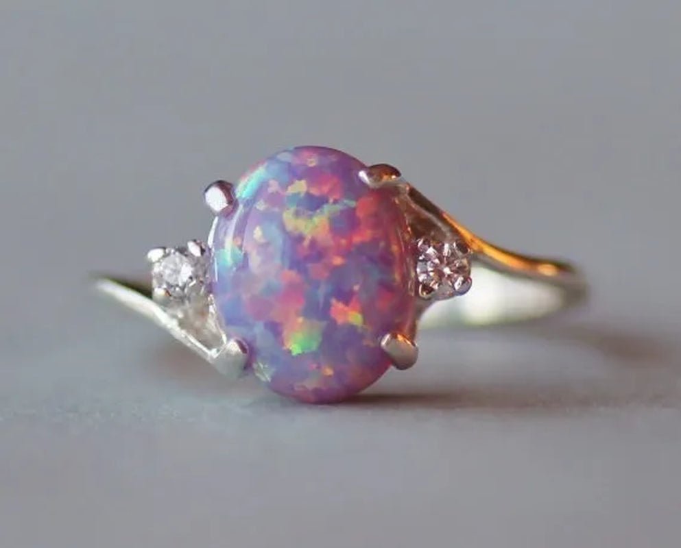 Exquisite Women's Ring Oval Cut Fire Opal Diamond Jewelry Birthday Proposal Gift Bridal Engagement Party Band Rings Size 5 - 11