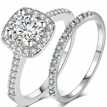 Exquisite Womens White Gold/Yellow Gold/Rose Gold/Black Gold White Zircon Wedding Jewelry Bridal Ring Set Size 6 - 10 Arrow - WORLD TIME VISITS