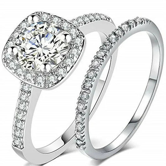 Exquisite Womens White Gold/Yellow Gold/Rose Gold/Black Gold White Zircon Wedding Jewelry Bridal Ring Set Size 6 - 10 Arrow - WORLD TIME VISITS