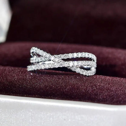 Exquisite Zircon Band Fashion 925 Silver Rings for Women Bride Proposal Engagement Party Accessories Female Wedding Promise Ring Anniversary Gift