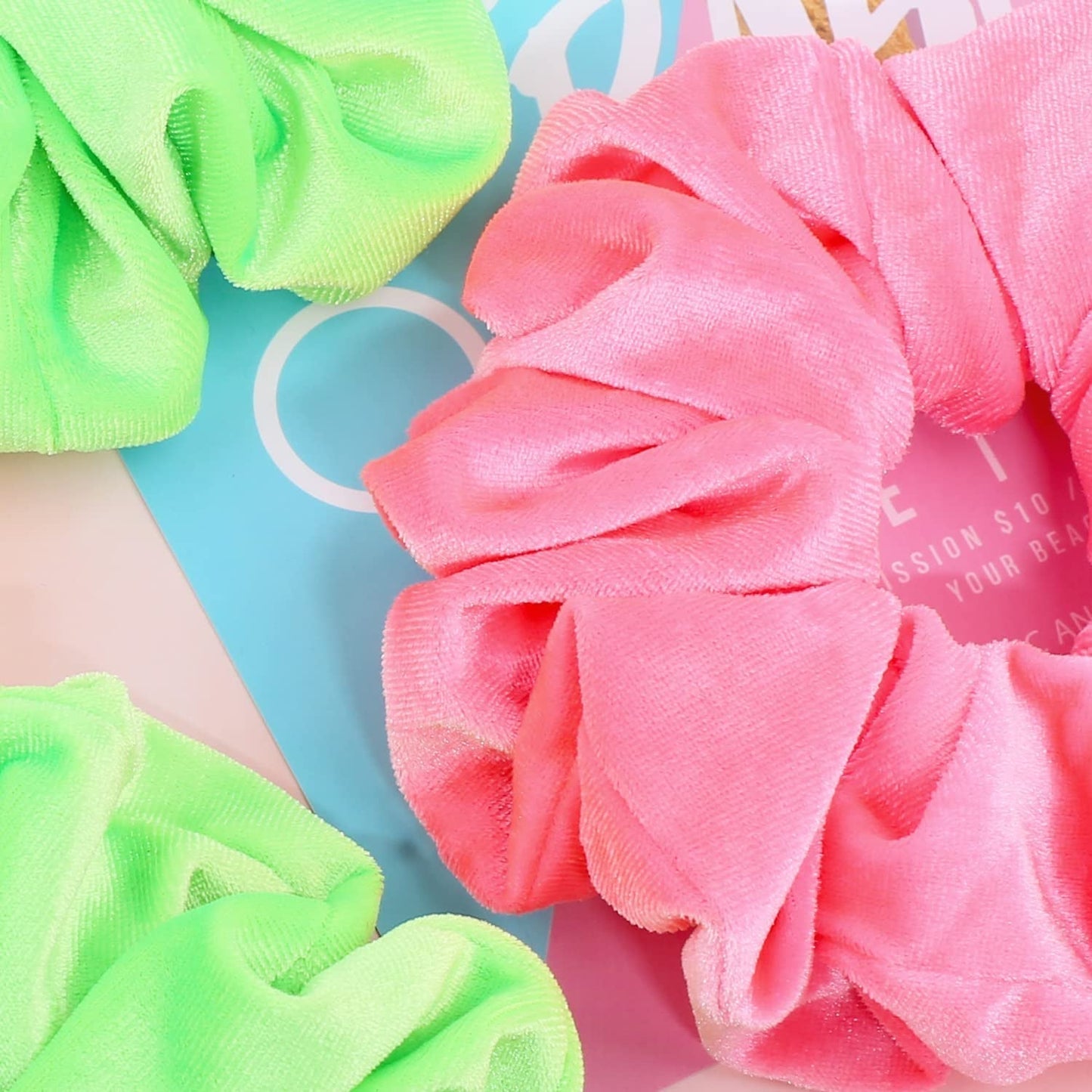 Extra Large Neon Scrunchies for Hair 80S, Premium Velvet Soft Jumbo Scrunchy, XL 6 Inch Big Elastic Band Women and Girls Hair Accessories, 4 Pack, Neon