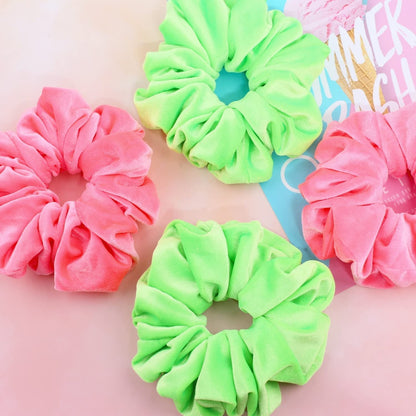 Extra Large Neon Scrunchies for Hair 80S, Premium Velvet Soft Jumbo Scrunchy, XL 6 Inch Big Elastic Band Women and Girls Hair Accessories, 4 Pack, Neon - WORLD TIME VISITS