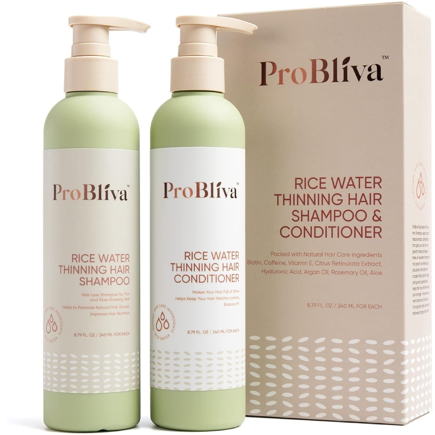 Rice Water Thinning Hair Shampoo & Conditioner - anti Hair Loss - Regrowth & Thickening