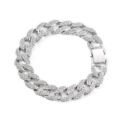 Hot jewelry diamond bracelet stainless steel bracelet Cuban men's gold bracelet platinum bracelet hip hop bracelet