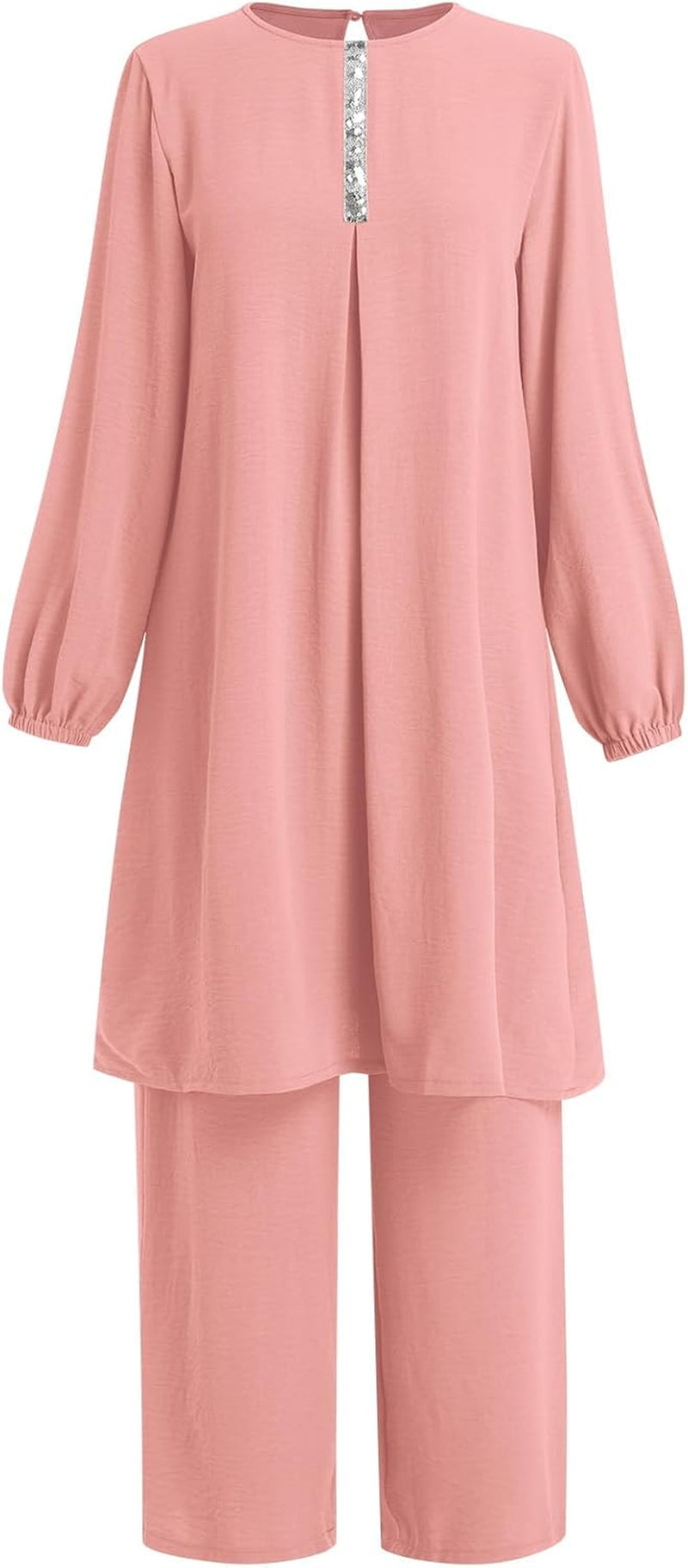 Abayas Dress for Women Muslim Long Sleeve Loose Top Pants 2 Pcs Dubai Islamic Muslim Women Matching Sets