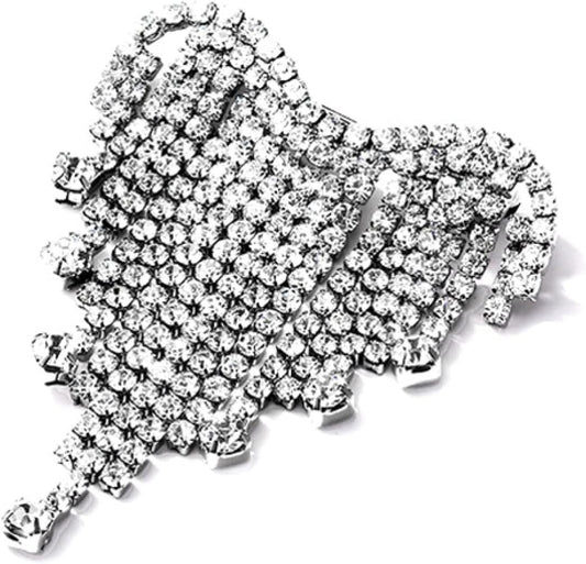 Rhinestone Brooch Flash Diamond Tassel Brooch Corsage Female anti Lost Brooch Accessories Silver - WORLD TIME VISITS