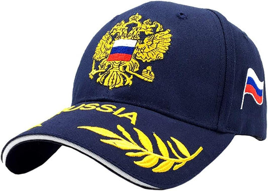 Men Women Baseball Cap Russia Russian Country Flag Coat of Arms Imperial Two Headed Eagle Emblem Badge Patriot