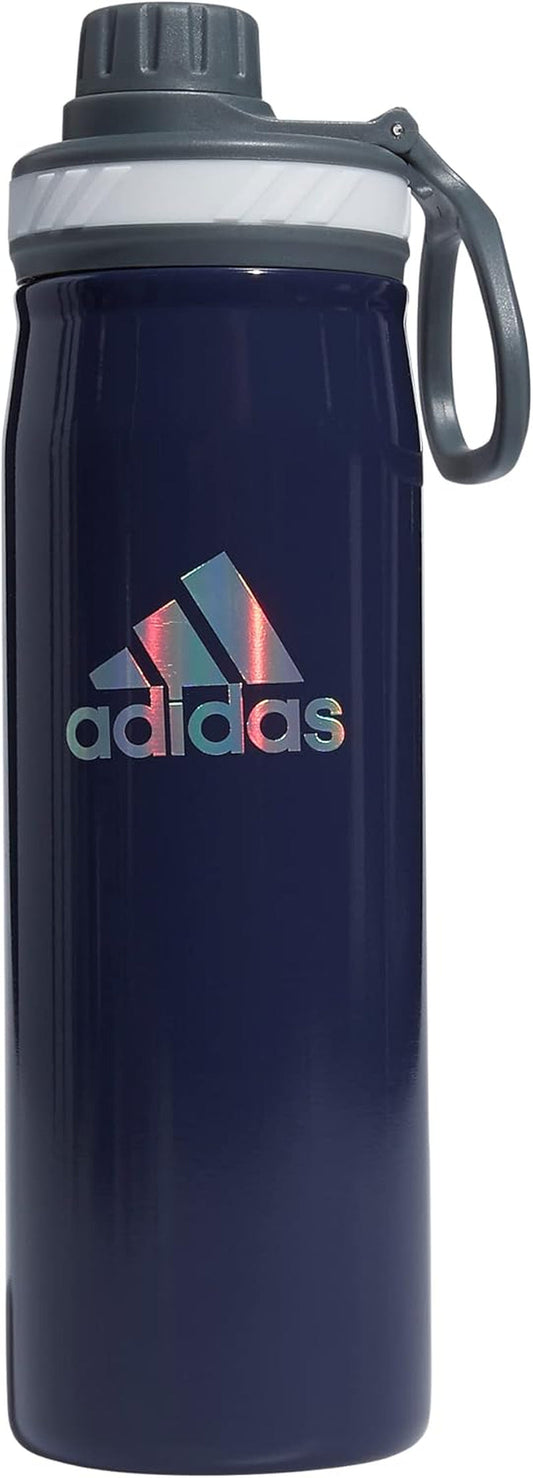 600 ML (20 Oz) Metal Water Bottle, Hot/Cold Double-Walled Insulated 18/8 Stainless Steel, Shadow Navy/Onix Grey/Silver Reflective, One Size - WORLD TIME VISITS