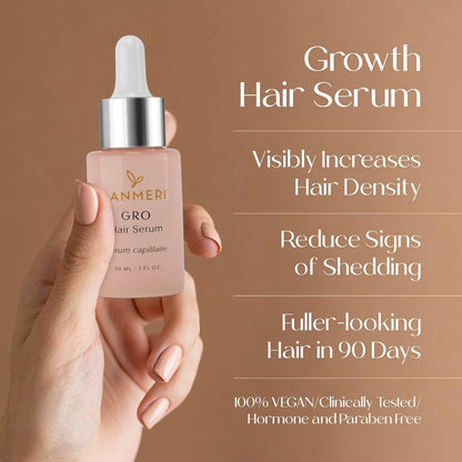 Vegan Hair Growth Serum for Women & Men - Natural Scalp Treatment for Thinning Hair and Hair Regrowth - Fuller-Looking, Thicker and Healthier Hair in 90 Days, All Hair Types