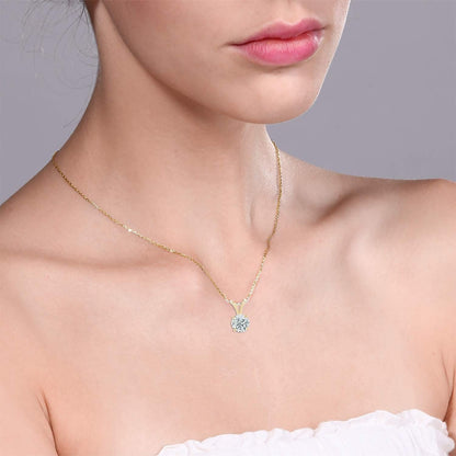 .25-1.00 Carat round Shape Brilliant Solitaire Lab-Grown Diamond Solitaire Pendant Necklace for Women Girls Infants | 14K Yellow or White or Rose/Pink Gold with 18" Gold Chain