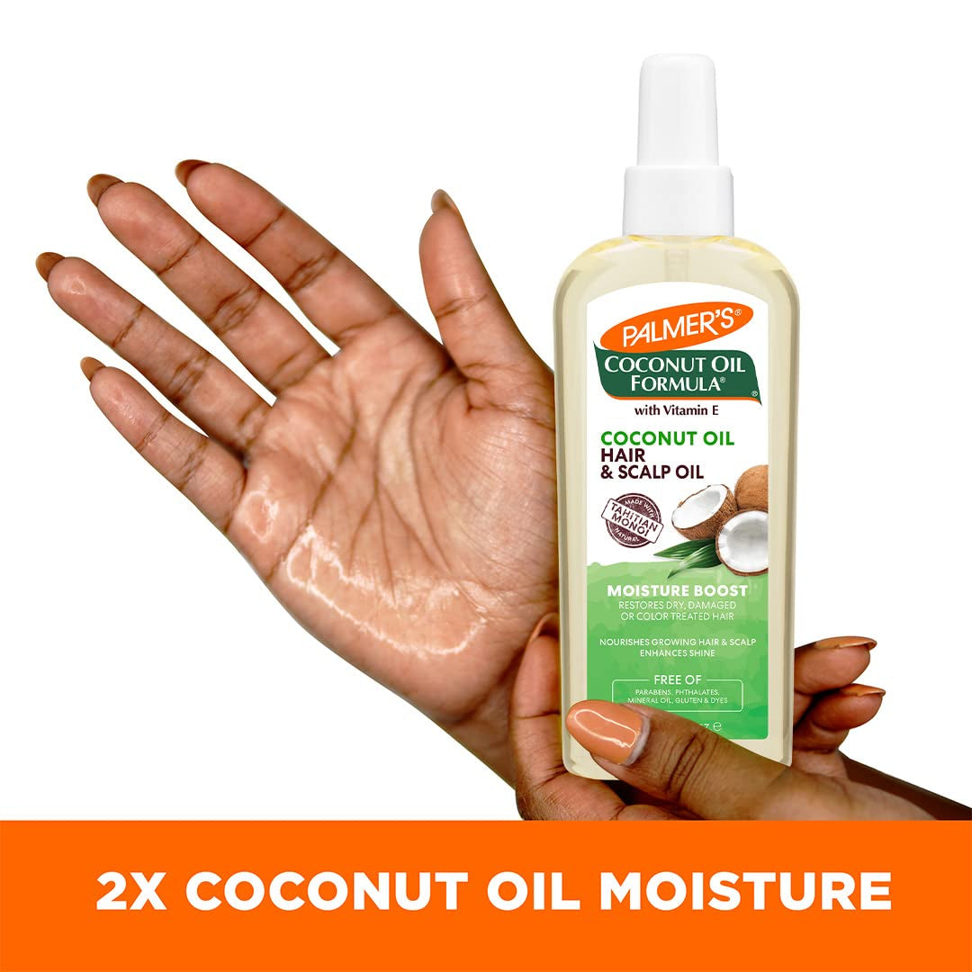Coconut Oil Moisture Boost, Restorative Hair and Scalp Oil Spray, Lasting Hydration and Shine for Dry or Damaged Hair, Promotes Scalp Health, 5.1 Oz