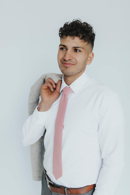 Men'S Skinny Tie, Cotton Wool Linen Necktie, Great for Weddings, Groom, Groomsmen, Missions, Dances, Gifts.