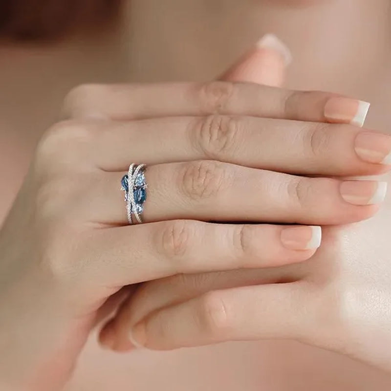 Trendy Luxury Rings for Women Shimmering Blue Spinel with Zircon Rings Romantic Valentine's Day Birthday Gift Bridal Wedding Party Anniversary Gift Fine Jewelry