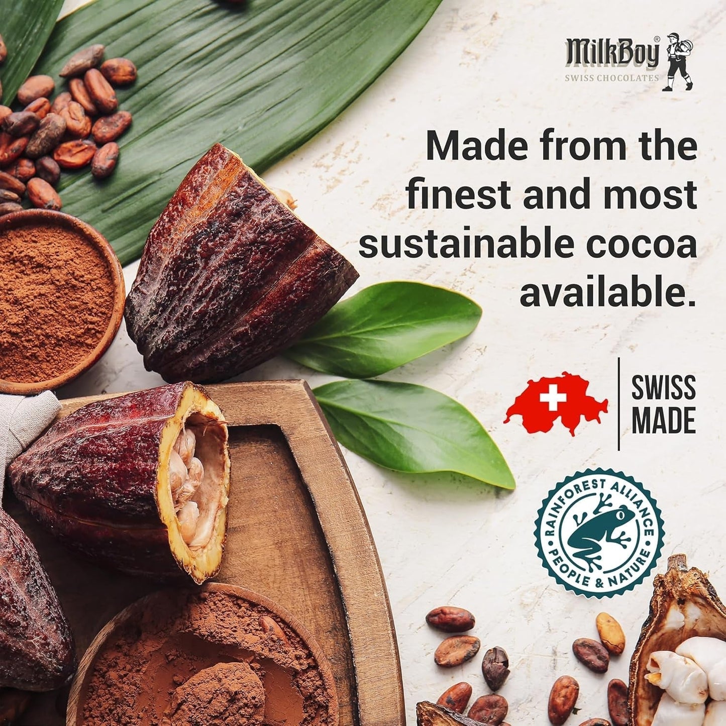 Milkboy Swiss Chocolate Bars - Premium Swiss Alpine Milk Chocolate - Smooth European Milk Chocolates Gift - Sustainably Farmed Cocoa - Gluten Free - 3.5 Oz