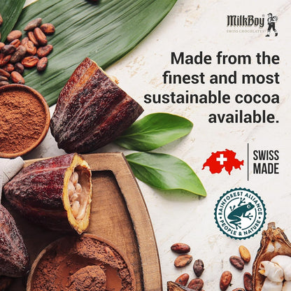 Milkboy Swiss Chocolate Bars - Premium Swiss Alpine Milk Chocolate - Smooth European Milk Chocolates Gift - Sustainably Farmed Cocoa - Gluten Free - 3.5 Oz
