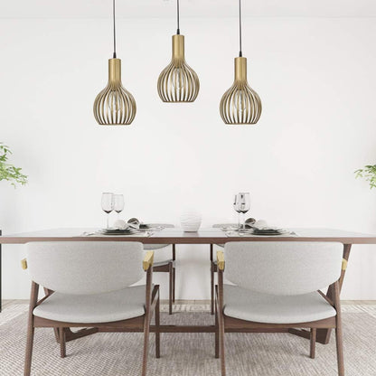 Gold Pendant Light Fixtures,Hanging Pendant Light with Metal Cage Shade for Kitchen Island,Bar,Living Room Dinning Room E26