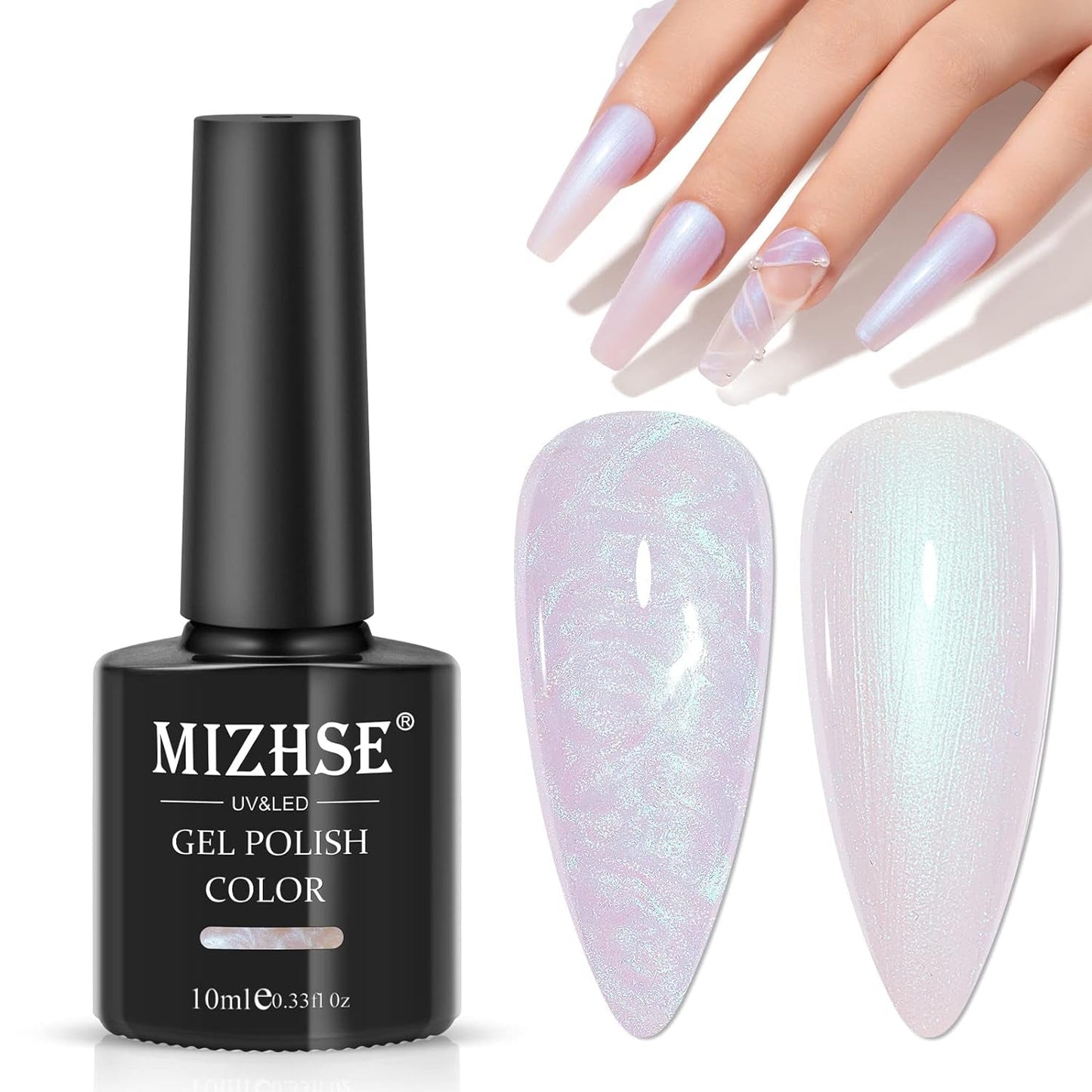 Pearl Gel Nail Polish, Glitter Drawing Mermaid Gel Polish Shell Thread Shimmer Iridescent Nail Gel Soak off Gel Polish for Salon at Home DIY Manicure - WORLD TIME VISITS