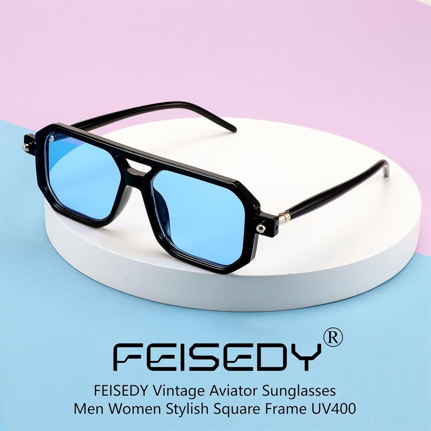 Vintage Square 70S Flat Aviator Sunglasses Women Men Classic Retro Stylish Frame UV400 Sunglasses B2622