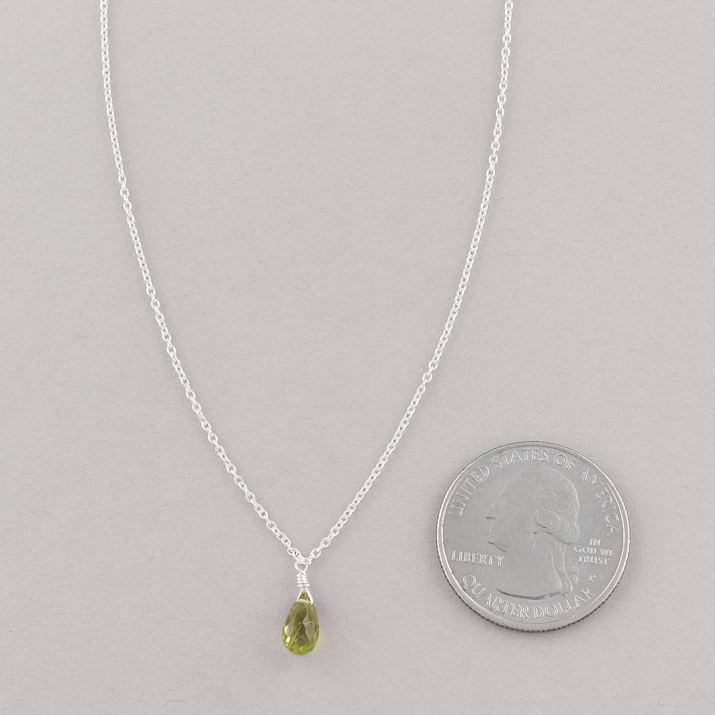 Peridot Teardrop Pendant Necklace 925 Sterling Silver Women Gemstone Dainty Jewelry for Teens Girls  August Birthstone Crystal Christmas Thanksgiving Gift