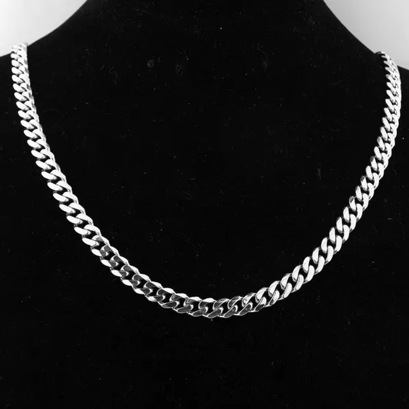5/7/10/12/15mm Men's and Women's Chain Stainless Steel Silver Cuban Link Curb Chain Necklace or Bracelet