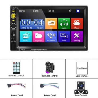 New 7'' HD 1080P 2 Din Touch Screen Autoradio Bluetooth Car Stereo Radio Car MP5 Player Build-In FM AUX USB SD Function Support Mirror Link + Backup Camera(Optional)