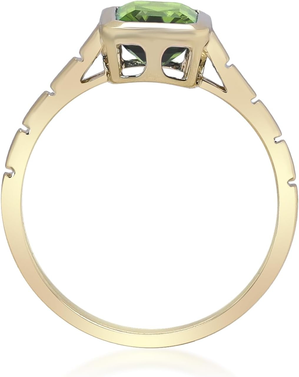 14K Yellow Gold Genuine Peridot Ring for Women