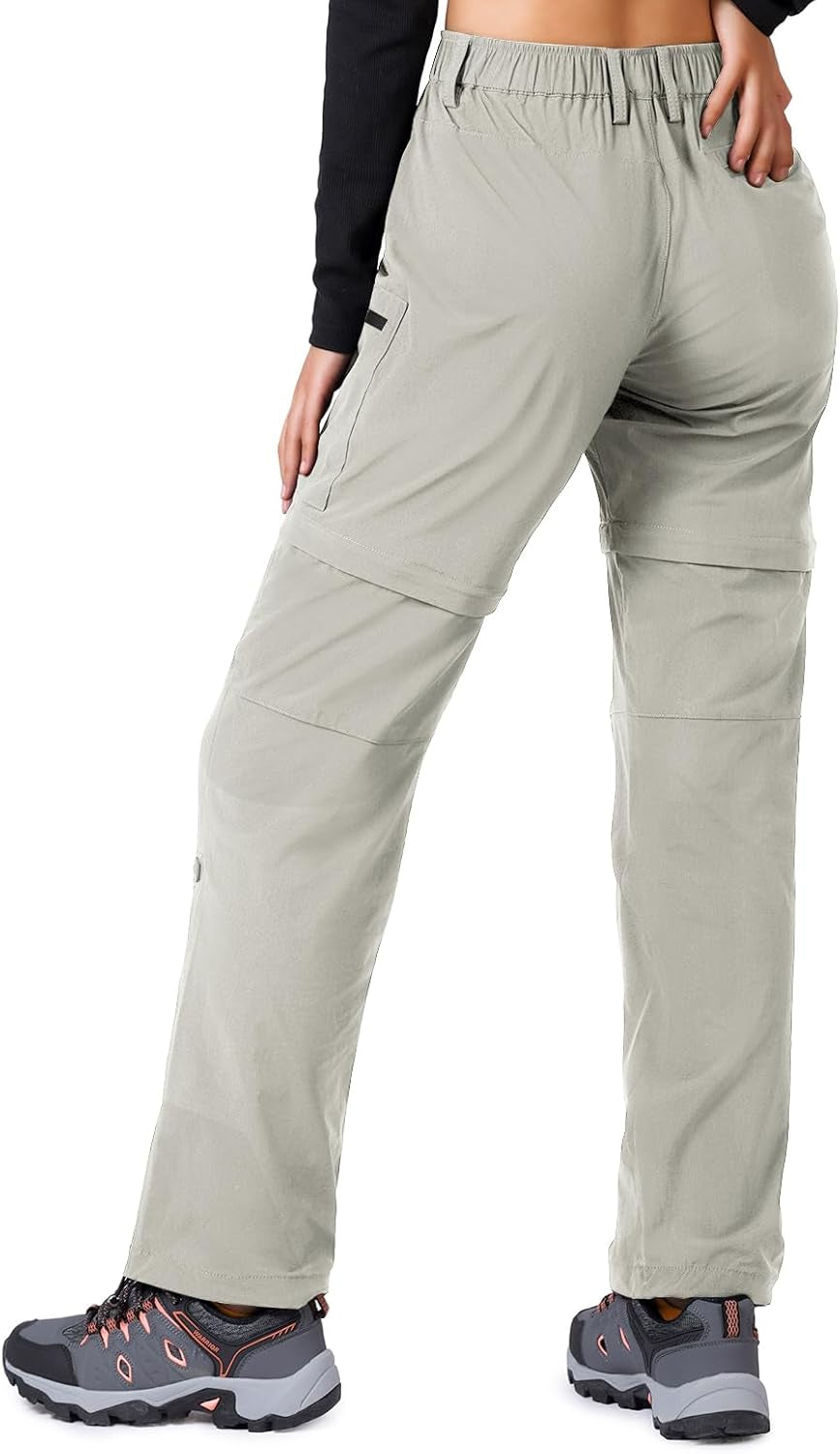 Women'S-Hiking-Pants-Convertible Quick-Dry-Stretch-Lightweight Zip-Off Outdoor Pants with 5 Deep Pockets