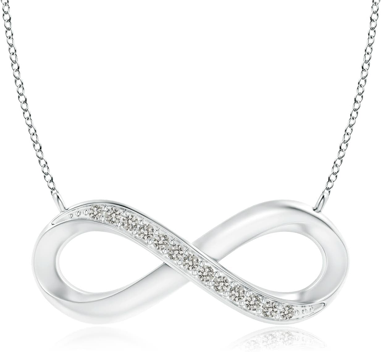 Natural Diamond Infinity Pendant Necklace in Sterling Silver / 14K Solid Gold | April Birthstone, Birthday, Engagement, Anniversary, Wedding Jewelry Gift for Women - WORLD TIME VISITS