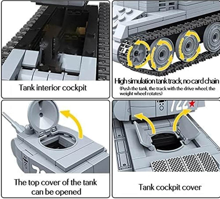Military Themed WW2 Building Blocks Tank Sets for World War 2 Brick Building Enthusiats (BT-7 Tank)