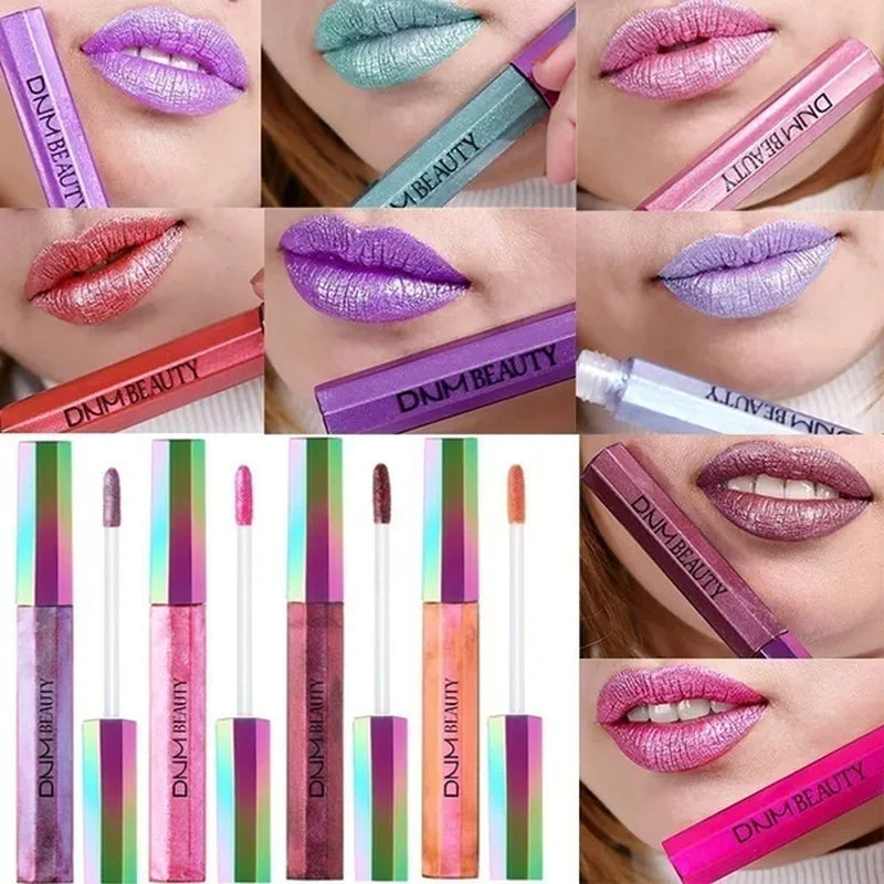 Super Girl 12 Color High-Fashion Chameleon Metal Matte Metallic Waterproof Lipgloss Liquid Lipstick Shimmer Diamond Glitter Pearl Colour Lip Gloss Lip