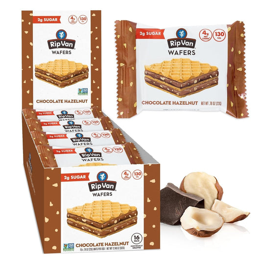 Chocolate Hazelnut Wafer Cookies - Keto - Non-Gmo - Healthy Snacks - Low Carb & Low Sugar (2G) - Low Calorie - Vegan - 16 Count