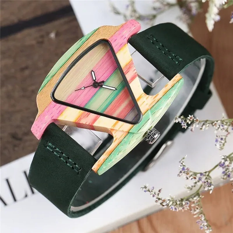 Beauty Wooden Quartz Wrist Watches for Lady Women Bracelet Gift