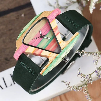 Beauty Wooden Quartz Wrist Watches for Lady Women Bracelet Gift