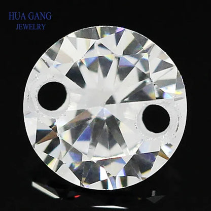 Double Holes Beads Cubic Zirconia Stones AAAAA White Cubic Zirconia Stone Loose Zircon Stone DIY Jewelry Beads - WORLD TIME VISITS
