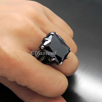 MEN'S BOY"S Dragon Claw Sapphire Ruby Blue CZ 316L Silver Stainless Steel Biker Ring US Size 8 To15