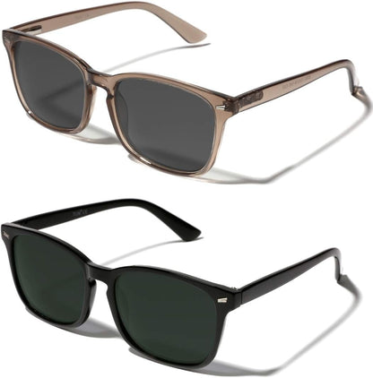 Polarized Sunglasses for Womens and Mens,Classic Square Frames Shades for UV Protection, Stylish and Trendy Sunnies - WORLD TIME VISITS