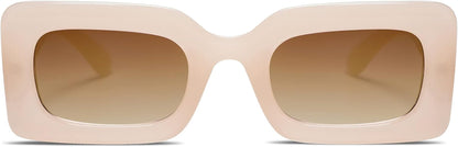 Retro 90S Nude Rectangle Sunglasses Womens Mens Trendy Chunky Glasses