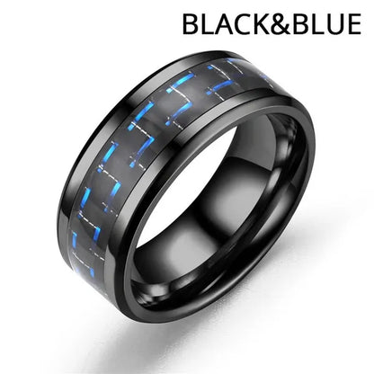 8MM Mens 6 Colors Ceramic Ring Wedding Band with Red Carbon Fiber Inlay Sizes 6 to 13