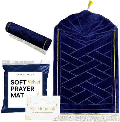 Cloud Muslim Prayer Rug - Travel Thick Prayer Mat, Blue Soft Praying Mat, Memory Foam Praying Mat for Kids or Men and Women, Islamic Gifts for Eid Mubarak, Ramadan Decorations for Home