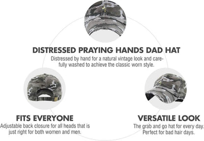 Praying Hands Rosary Dad Hat Baseball Cap Unconstructed Polo Style Adjustable Unisex