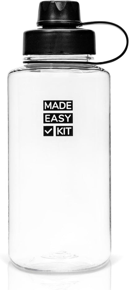 Tritan Plastic Water Bottle - Revolutionary Lid, Wide and Narrow Mouth Openings - BPA Free Water Bottle, Dishwasher Safe (Large (32Oz), Clear)
