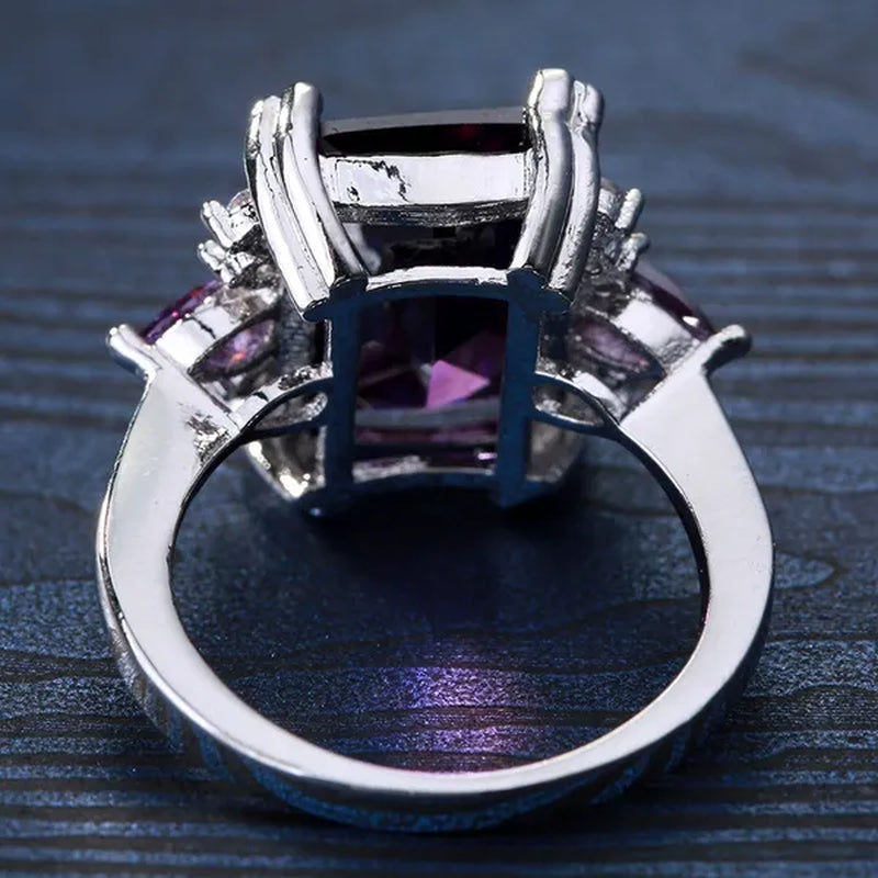 Natural Women Jewelry 12CT Amethyst Wedding Ring Size 5-11