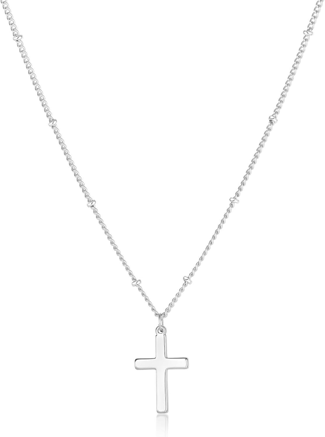 Cross Necklace for Women 18K White Gold Plated Stainless Steel Cross Choker Necklace Dainty Simple Chain Pendant Necklaces Easter Christian Baptism Religious Faith Jewelry Gift for Her - WORLD TIME VISITS