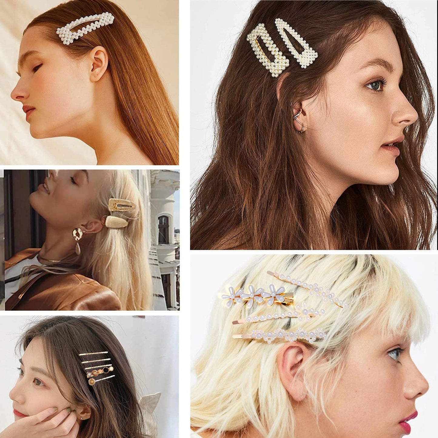 Women Hair Accessories 18PCS Handmade Simulation Pearl Barrettes Clip Set Geometric Flower Bobby Hairpin Girls Headwear… - WORLD TIME VISITS