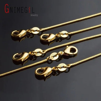 Best Ladies Chain Necklace Solid Surface Filled with 18K Gold and Italian 925 Sterling Silver Jewelry Figaro Snake Chain Necklace Fine Jewelry Length: 16-30 Inches