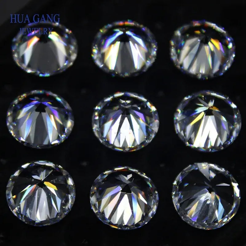 Cubic Zirconia Stone round White Brilliant Cut Loose CZ Stones Synthetic Gems Beads for Jewelry AAAAA