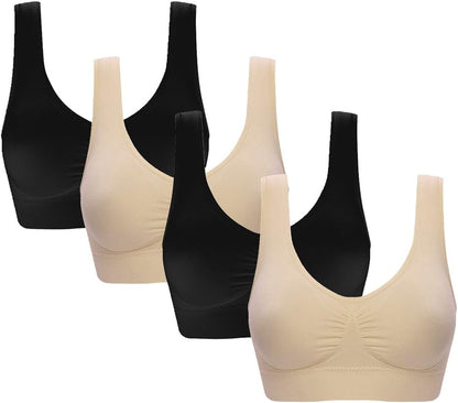 Women'S 3 Pack Seamless Comfortable Sports Bra with Removable Pads - WORLD TIME VISITS